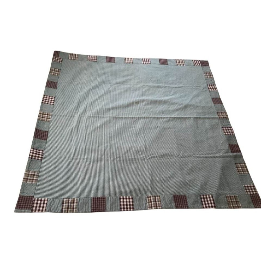 Green Gingham Patchwork Quilt Throw Tablecloth Farmhouse Country 52" Sq Child